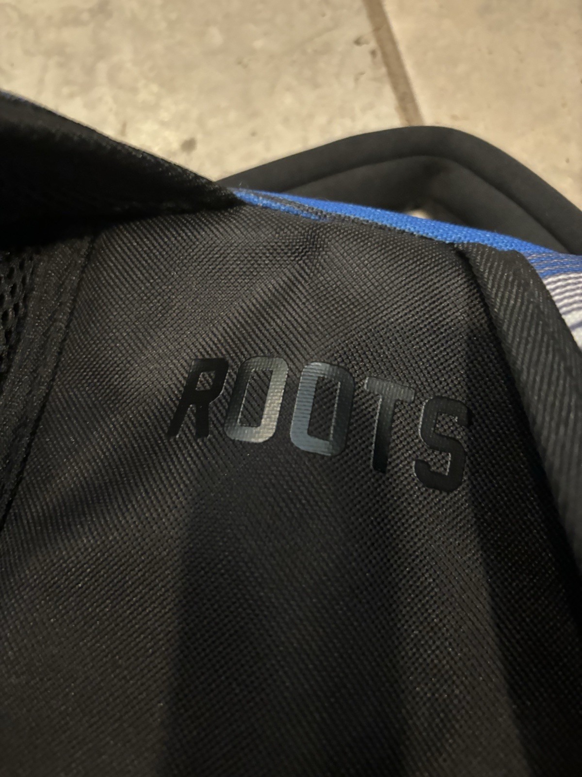 Roots Backpack Book Bag 6 Zipped Beaver Blue Striped Y2K School Canada