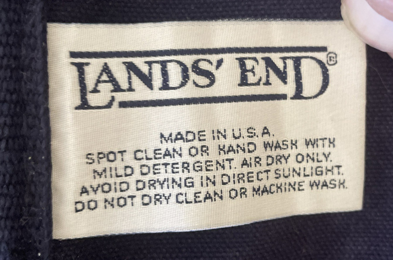 VTG Lands End Messenger Bag Canvas Denim USA Made Blue Distressed Faded 90s