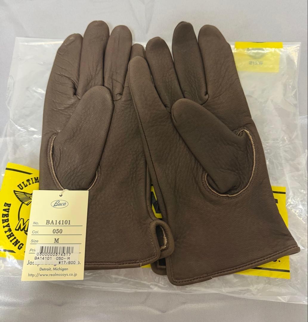 THE REAL McCOY’S BUCO Leather Gloves BA14101 M Brown Deer Skin