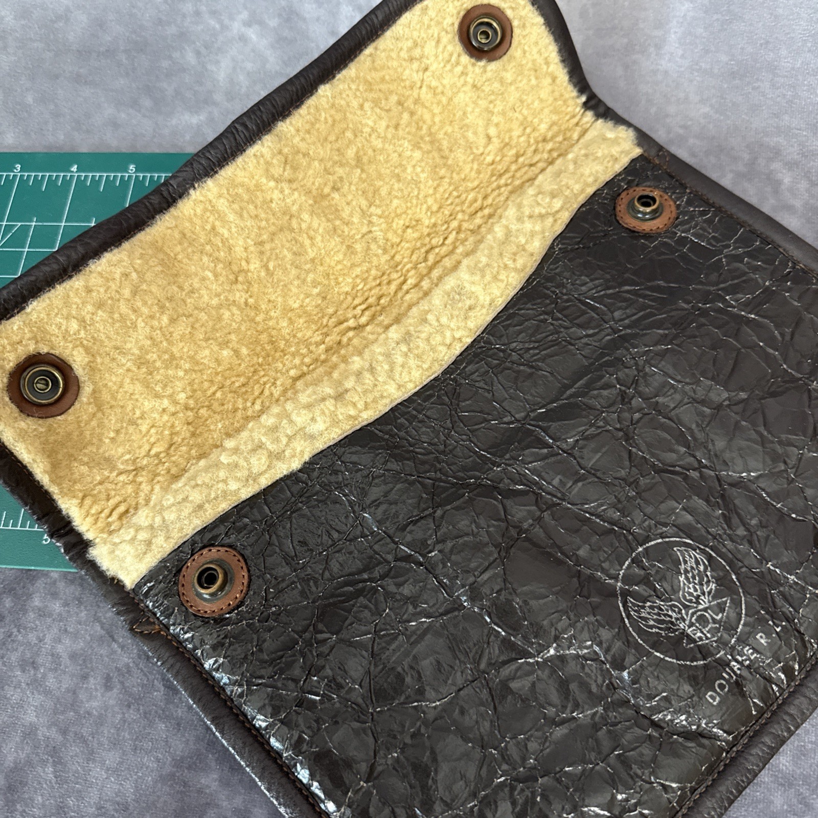 GRAIL! RRL Double RL Crackle Leather Shearling Pouch WWII Bomber (Case #2)