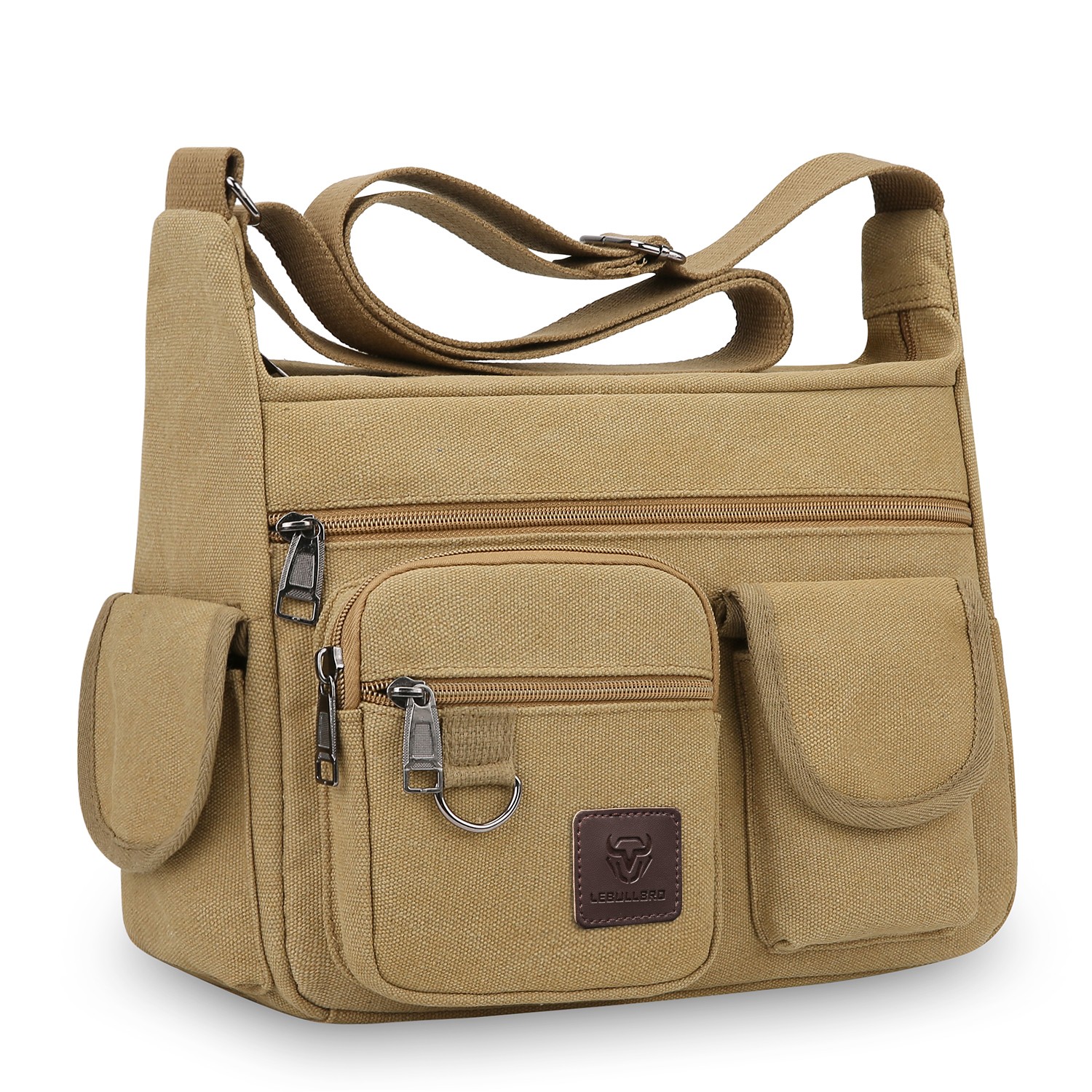 Men’s Canvas Shoulder Crossbody Bag Casual Work Travel Multi-Pocket Satchel