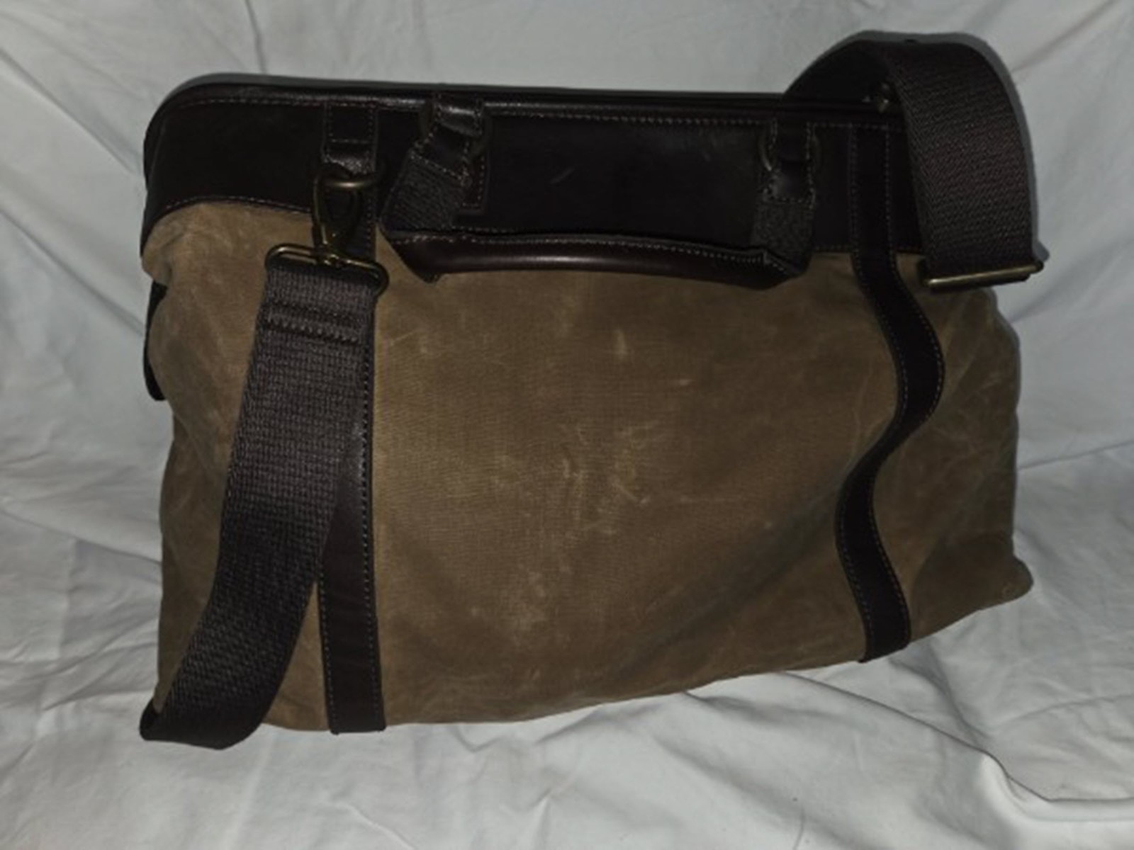 Fossil Summit Waxed Canvas & Leather Duffle Bag NWT Travel Weekender Carry-On