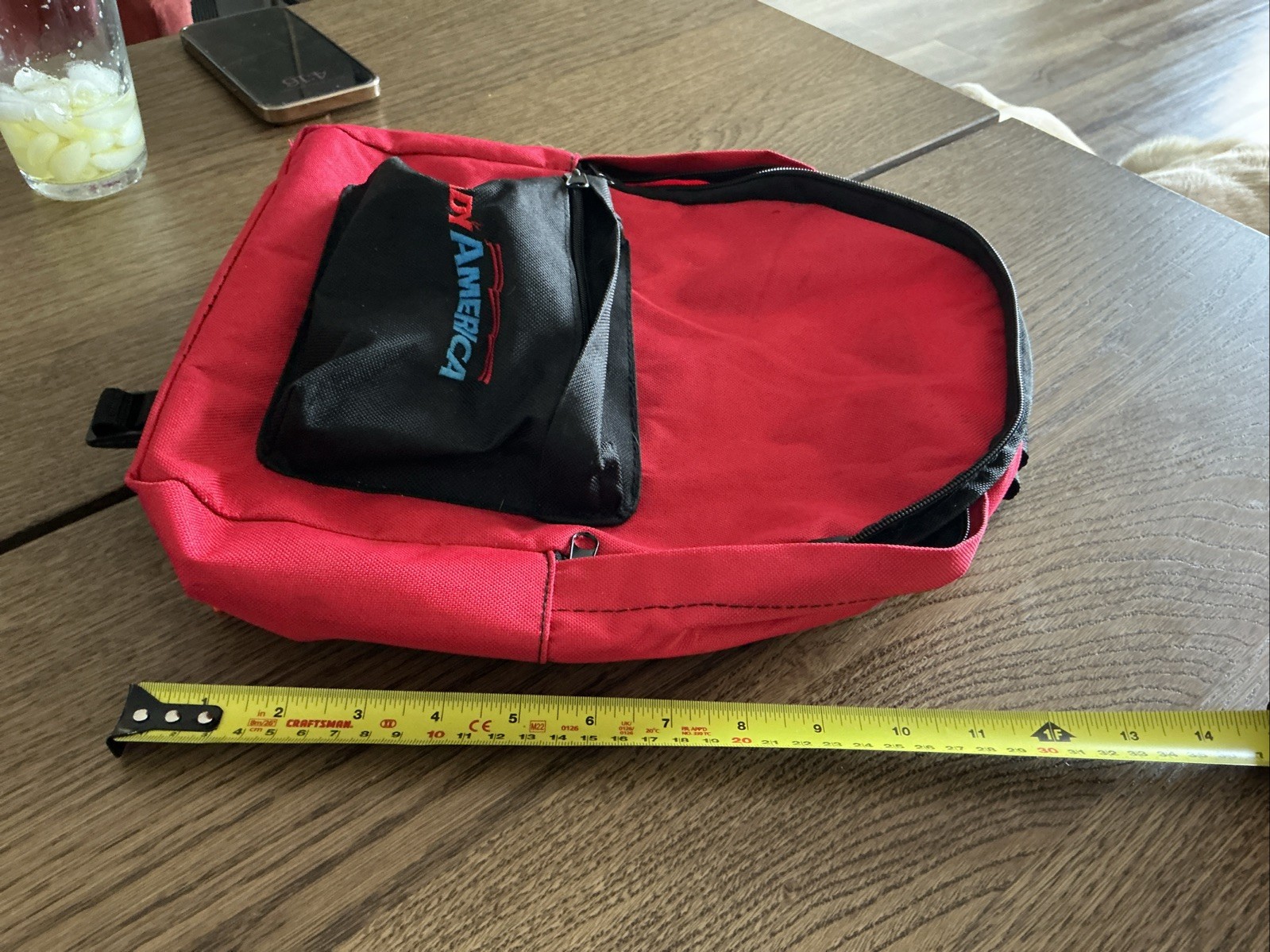 Ready America Small Red Backpack School Books Hiking Camping-12×10 In