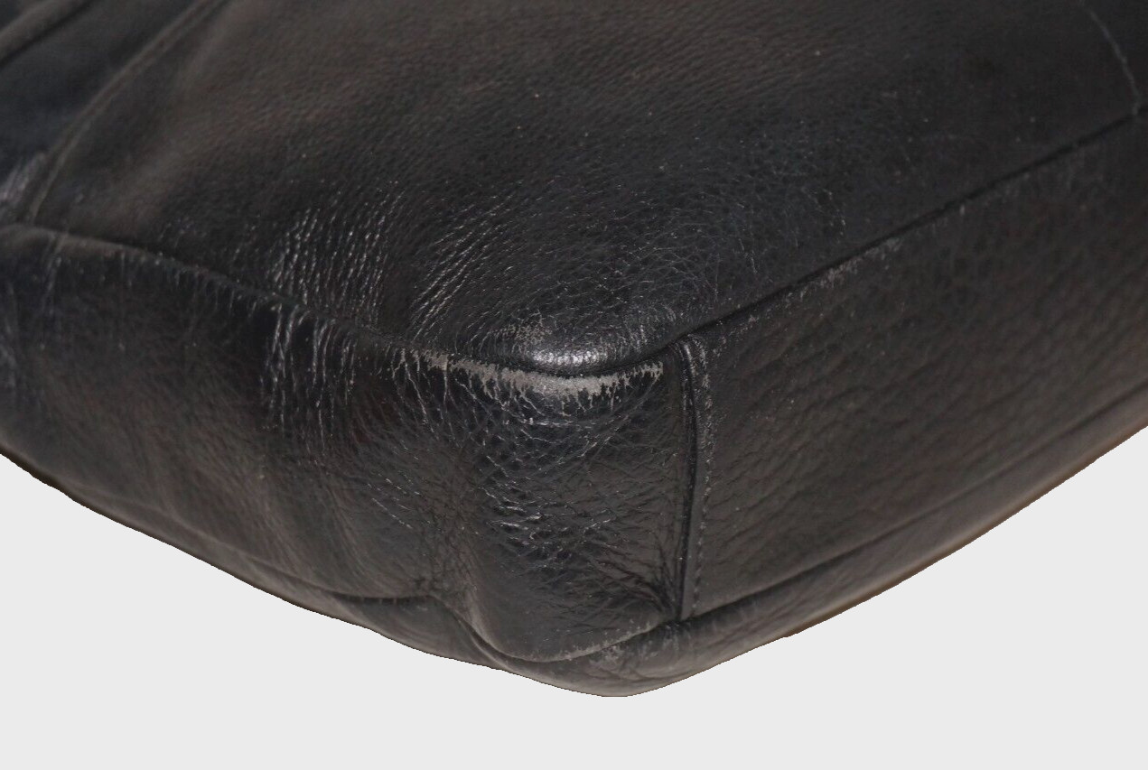 TUMI Black Leather Crossbody Shoulder Bag 10×12 *WEAR / RUBS / MARKS