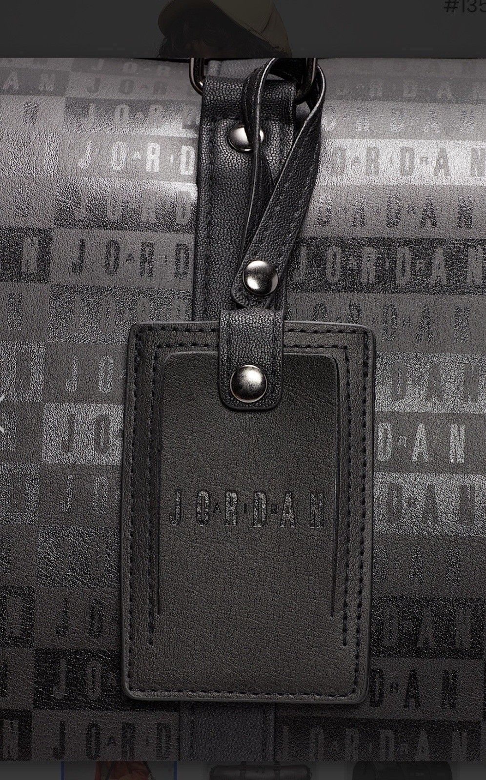 Jordan Black Embossed Leather Carryall Duffle Travel Luggage Bag AUTHENTIC NEW