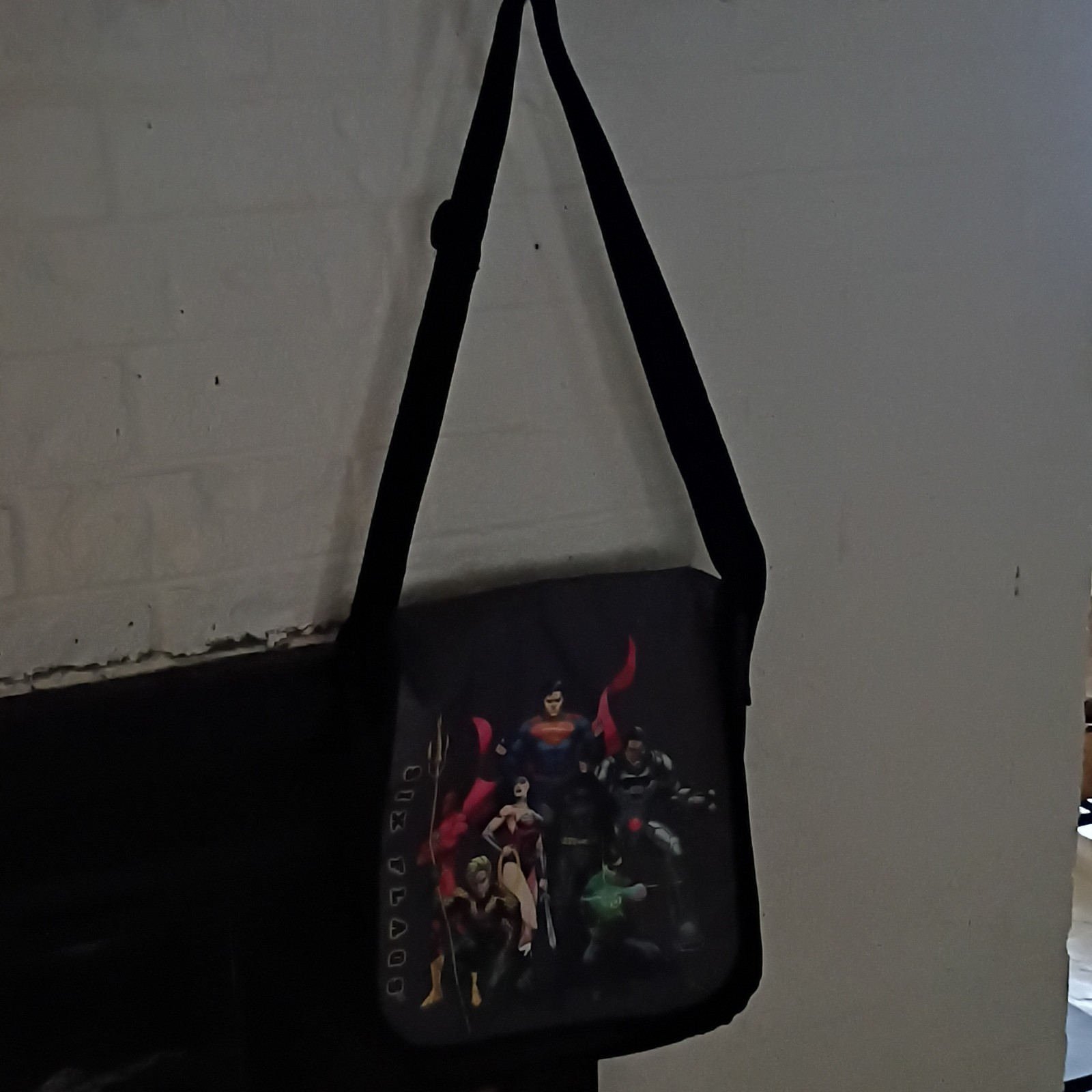Justice League Batman Superman Messenger Shoulder Bag Black Adjustable Strap