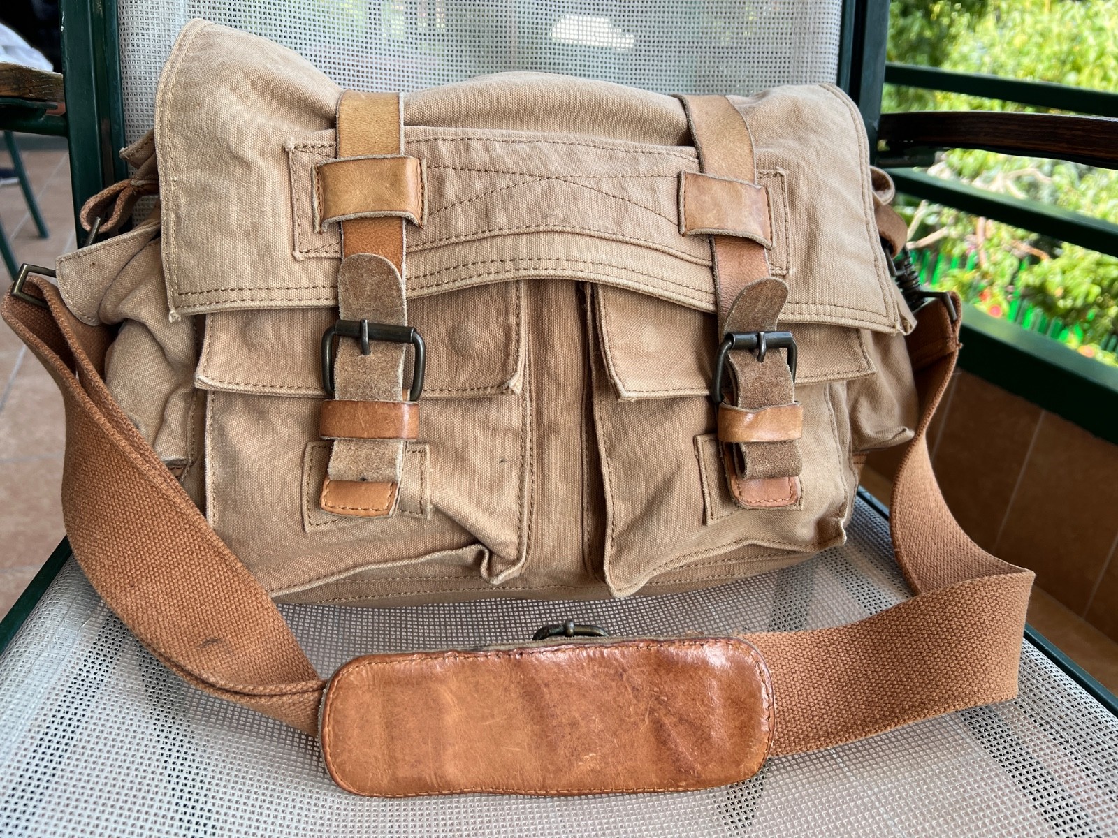 TIMBERLAND Messenger Shoulder Bag Colonial Cotton Leather Legend 554