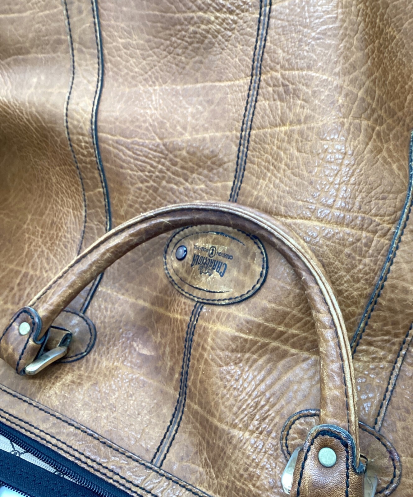 Gold Pfeil CARACCIOLA Boston bag Brown Leather Men Duffle bag Large