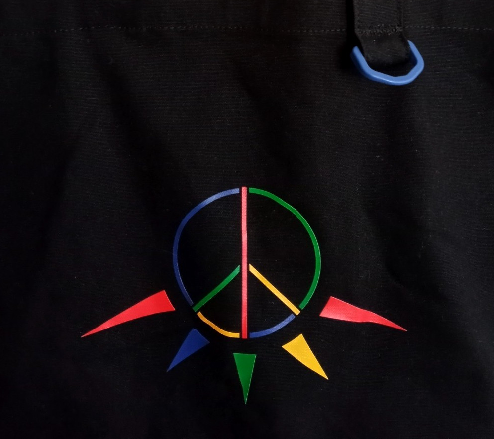 RARE Nike URBAN JUNGLE Heritage CANVAS TOTE BAG Black MULTICOLOR GRAPHICS Peace