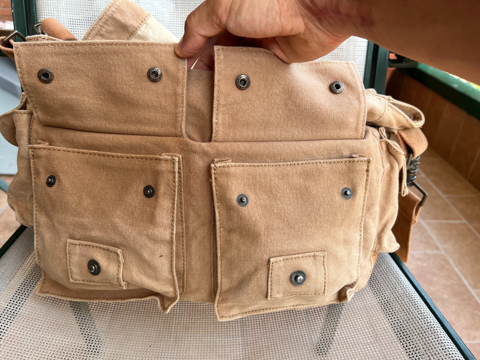 TIMBERLAND Messenger Shoulder Bag Colonial Cotton Leather Legend 554