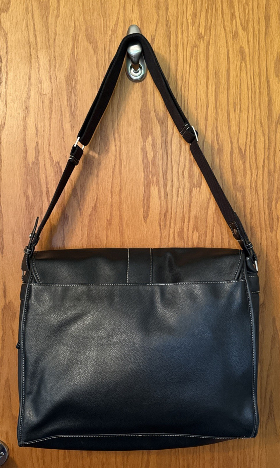 Kenneth Cole Reaction Black Messenger Bag Laptop Work Briefcase Tech Satchel EXC