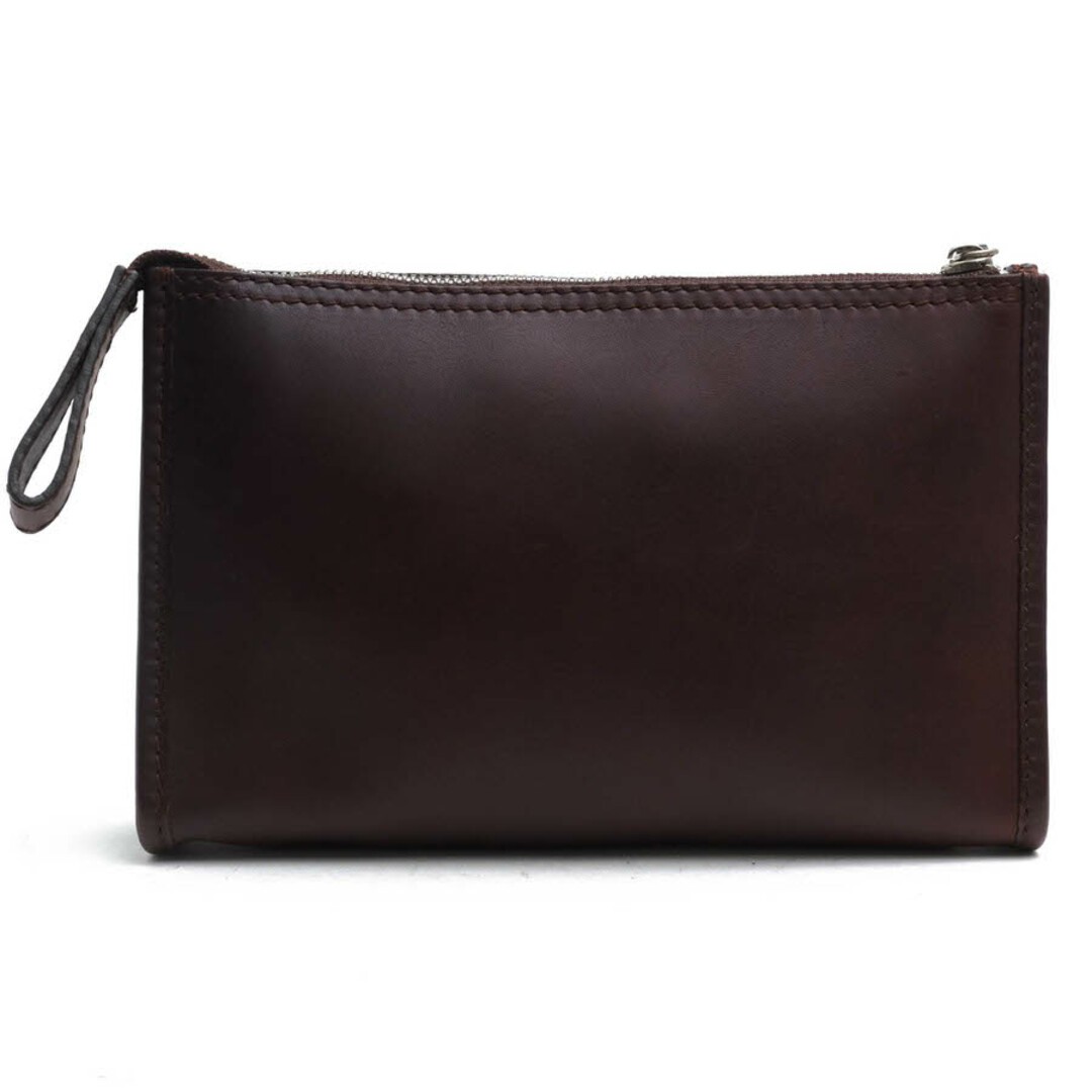Ferragamo Men’s Business Second Clutch Bag Brown Leather Logo 22.5x14x5cm