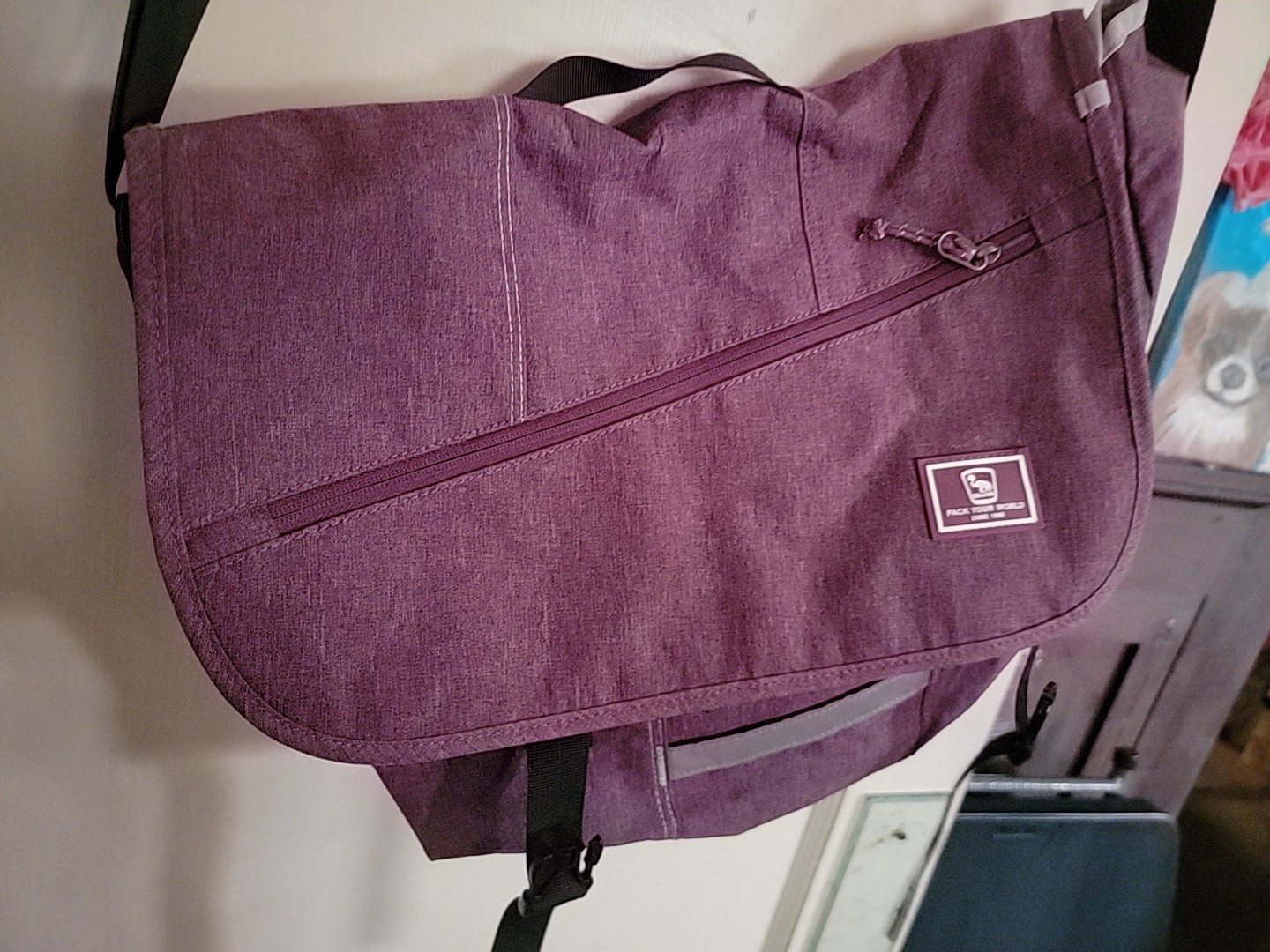 Oiwas Messenger Laptop Bag Purple Canvas 17 X 15 Inch