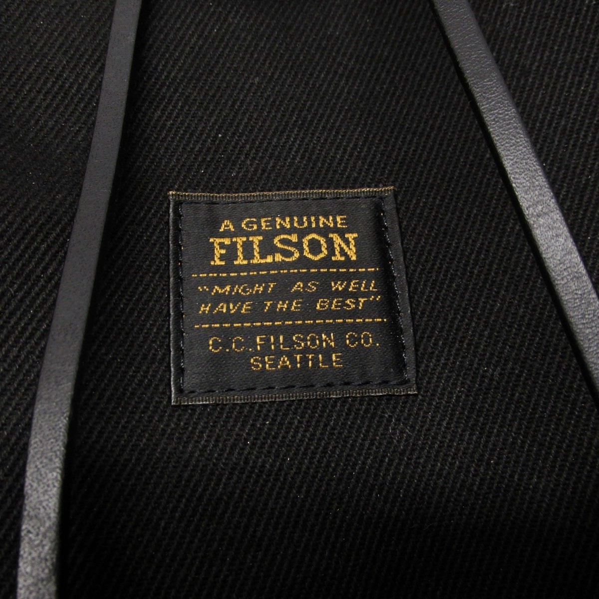 NWT FILSON Rugged Twill Drawstring Backpack Black Bridle Leather Straps EE49