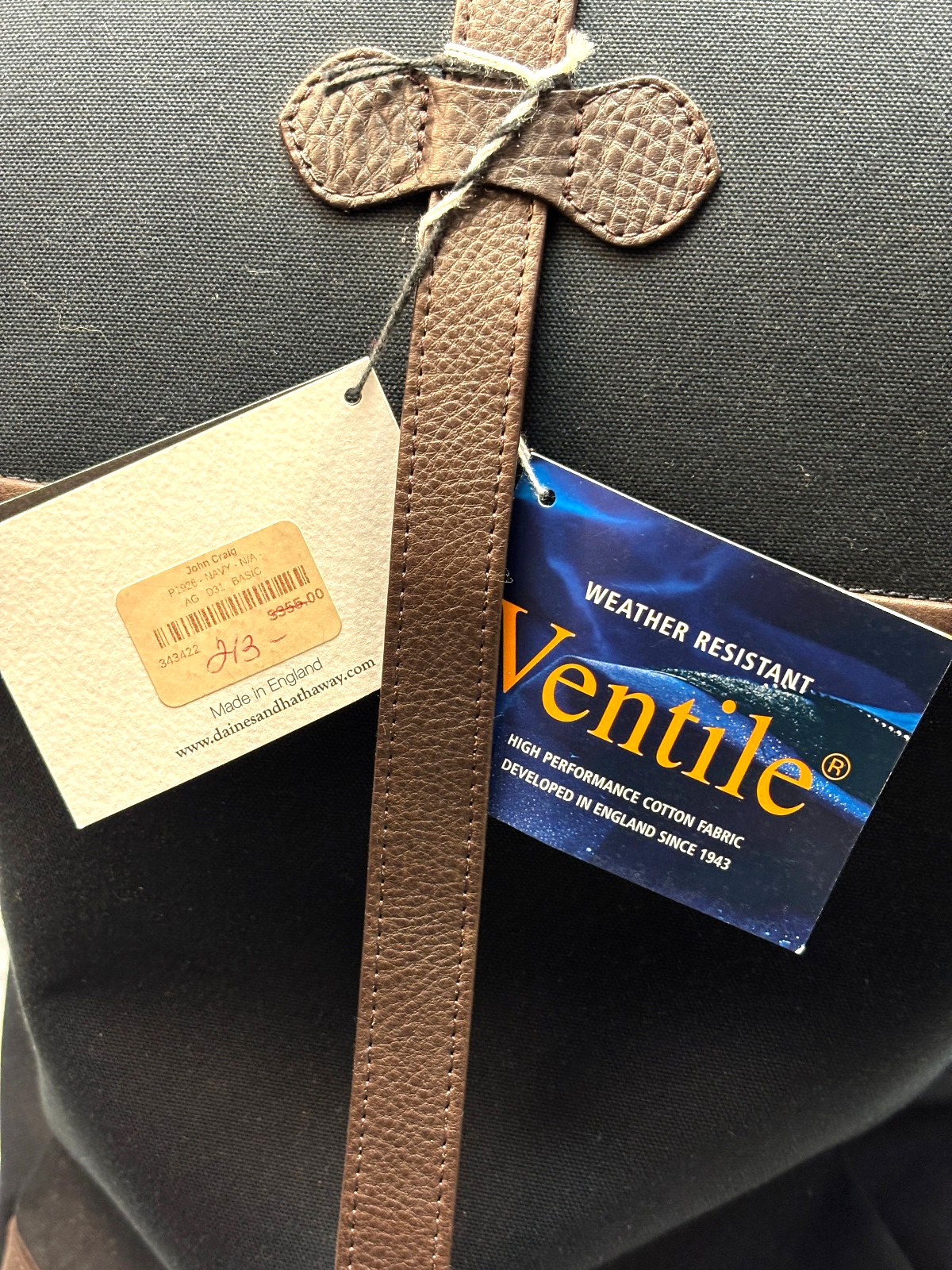 $355 New Daines & Hathaway Ventile Canvas Leather Backpack Navy Ventile DUFFLE