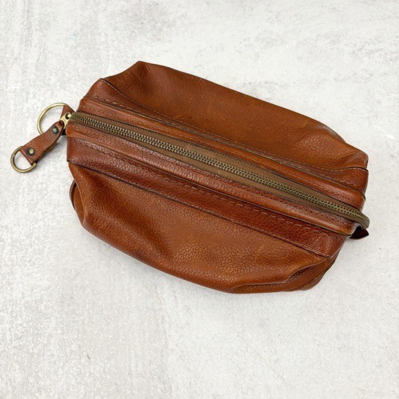 Bosca || Vintage Leather Shave Kit Dopp Kit Toiletry Travel Brown