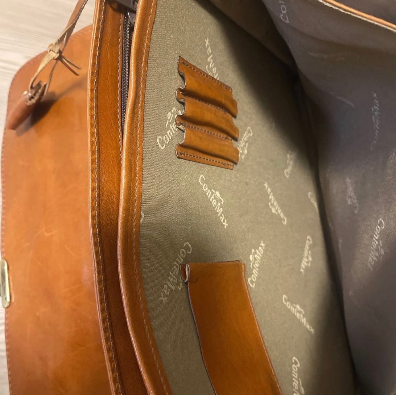 Conte Max Vintage Italian Leather Briefcase Satchel Bag
