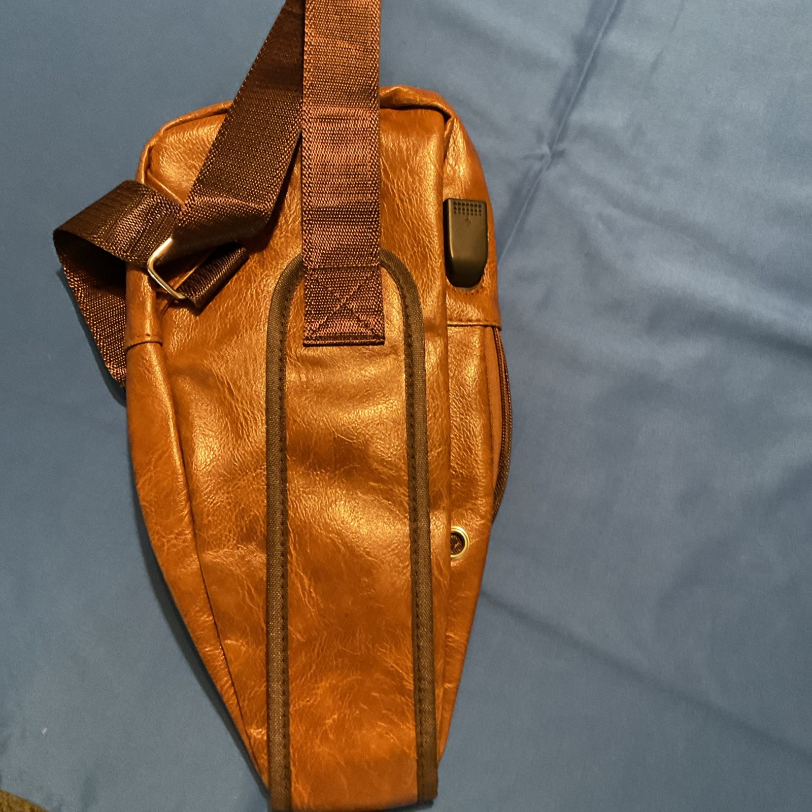 JUMO CYLY Polyurethane Leather Men’s Shoulder Crossbody Sling Bag with USB Port