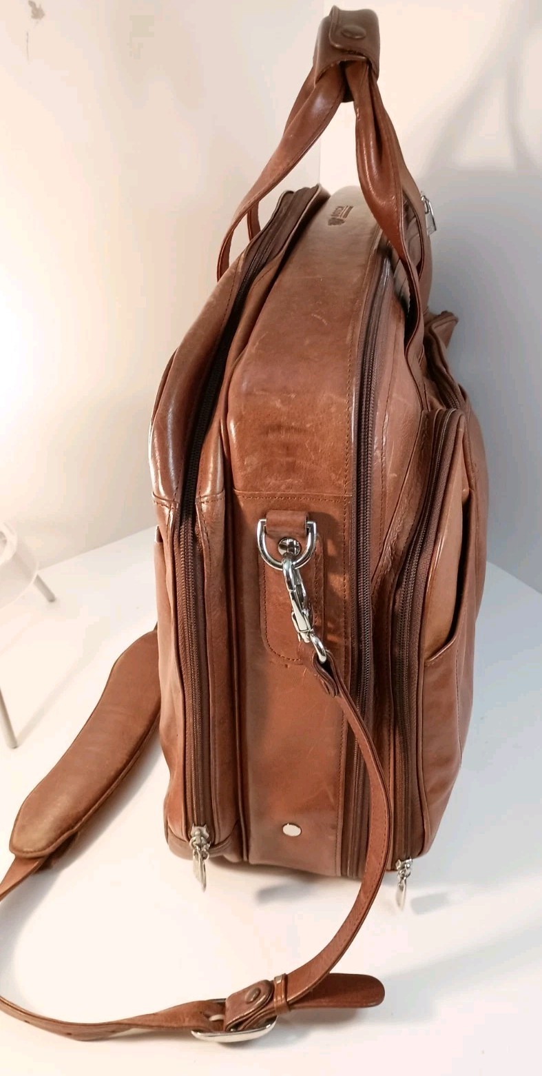 Bosca Old Leather Amber Stringer Briefcase Laptop Bag Vintage Large READ Vintage