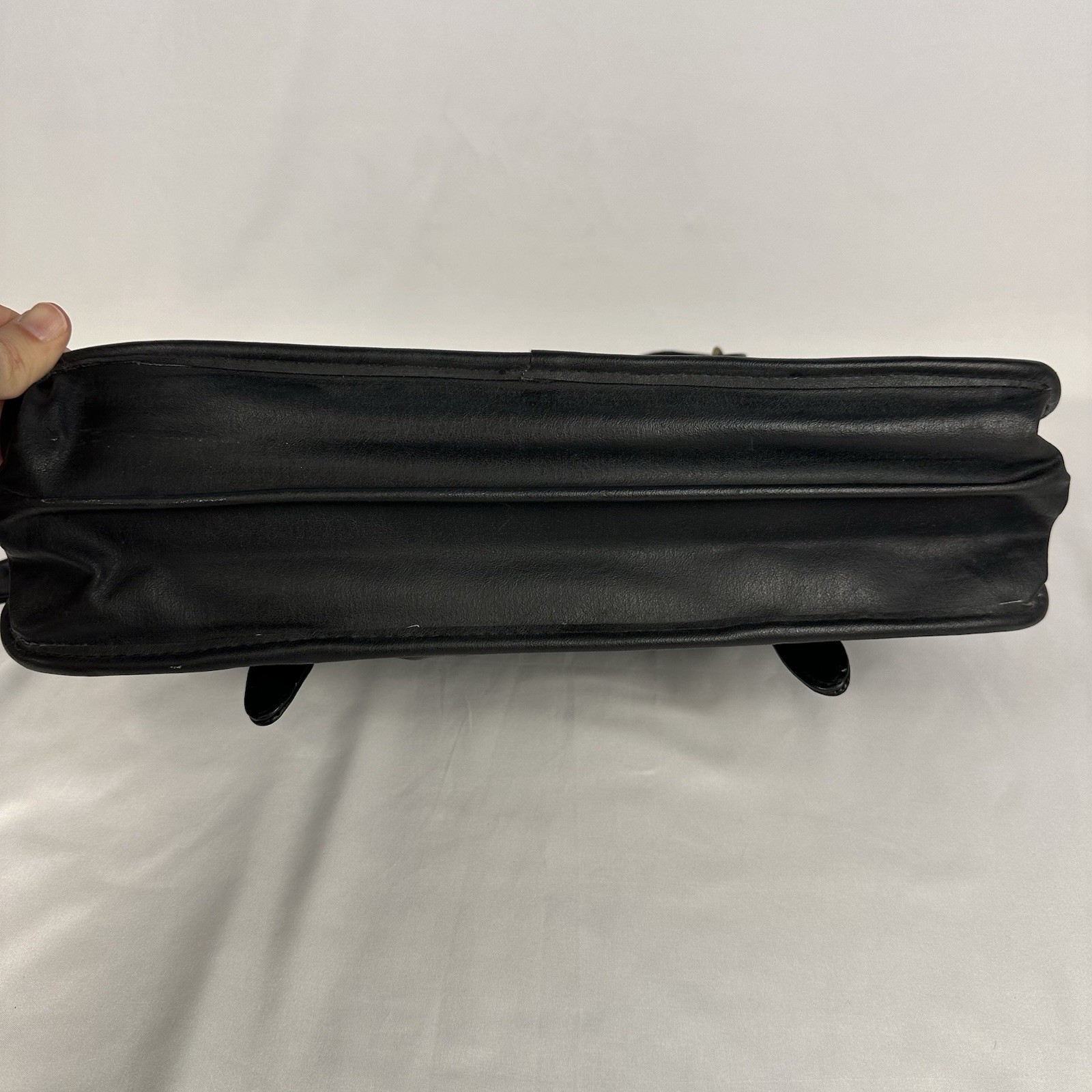 Vintage Bill Blass Leather Briefcase Messenger Bag Black Multi Pocket Work