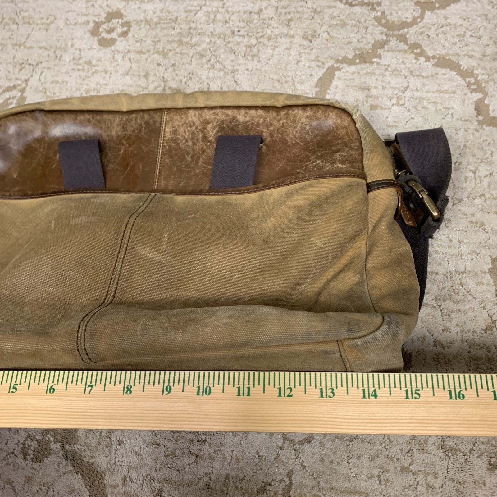 TUMI Portfolio Briefcase Shoulder Bag Bethlehem Leather Waxed Canvas Terrain