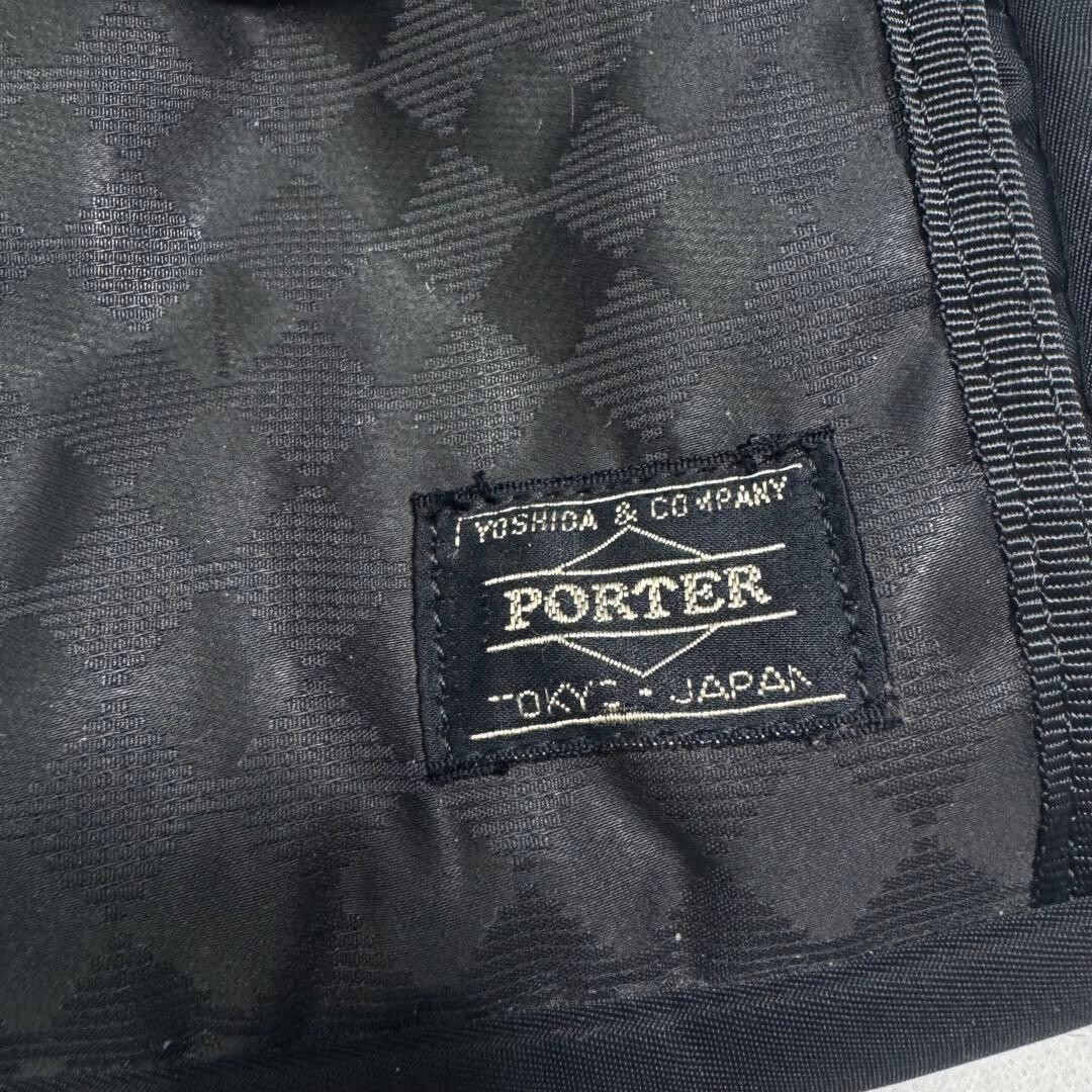 Porter Shadow Check Shoulder Bag Black Compact Crossbody Japan 15x20x4cm