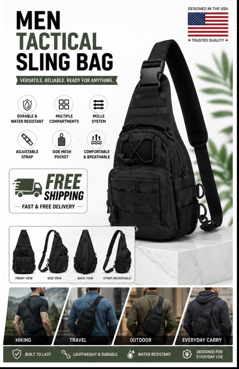 Men Backpack Tactical Sling Bag Chest Shoulder Fanny Pack Cross Body Molle Pouch