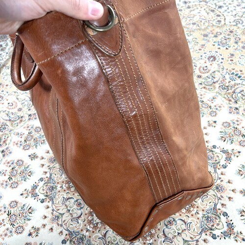 [B+, Size OS] RRL Double RL Tumbled Leather Tote Bag — Whisky Brown