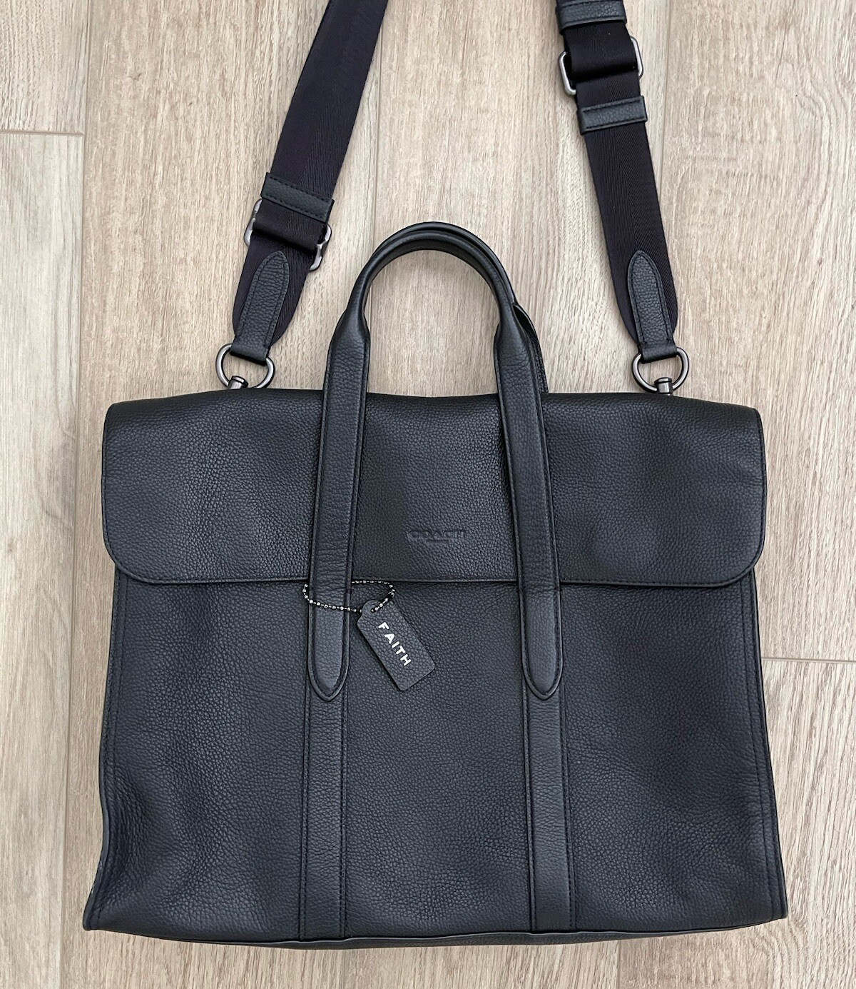Coach 58097 Metropolitan Portfolio Briefcase, Pebbled Leather, Black, BEAUTIFUL!