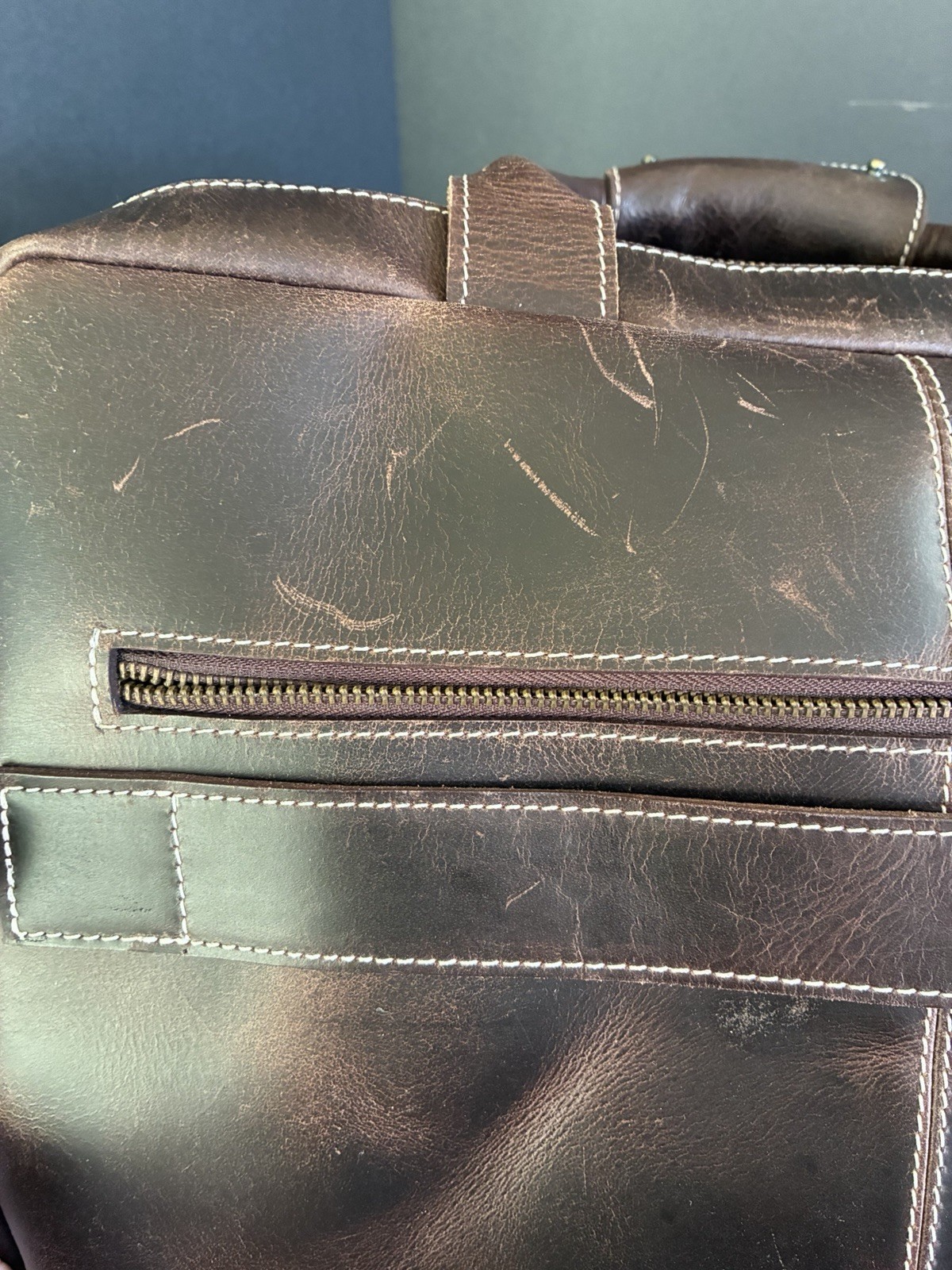 Kodiak Pilot Buffalo Leather Carry On 2 Compartment Bag w/ Shoulder Strap