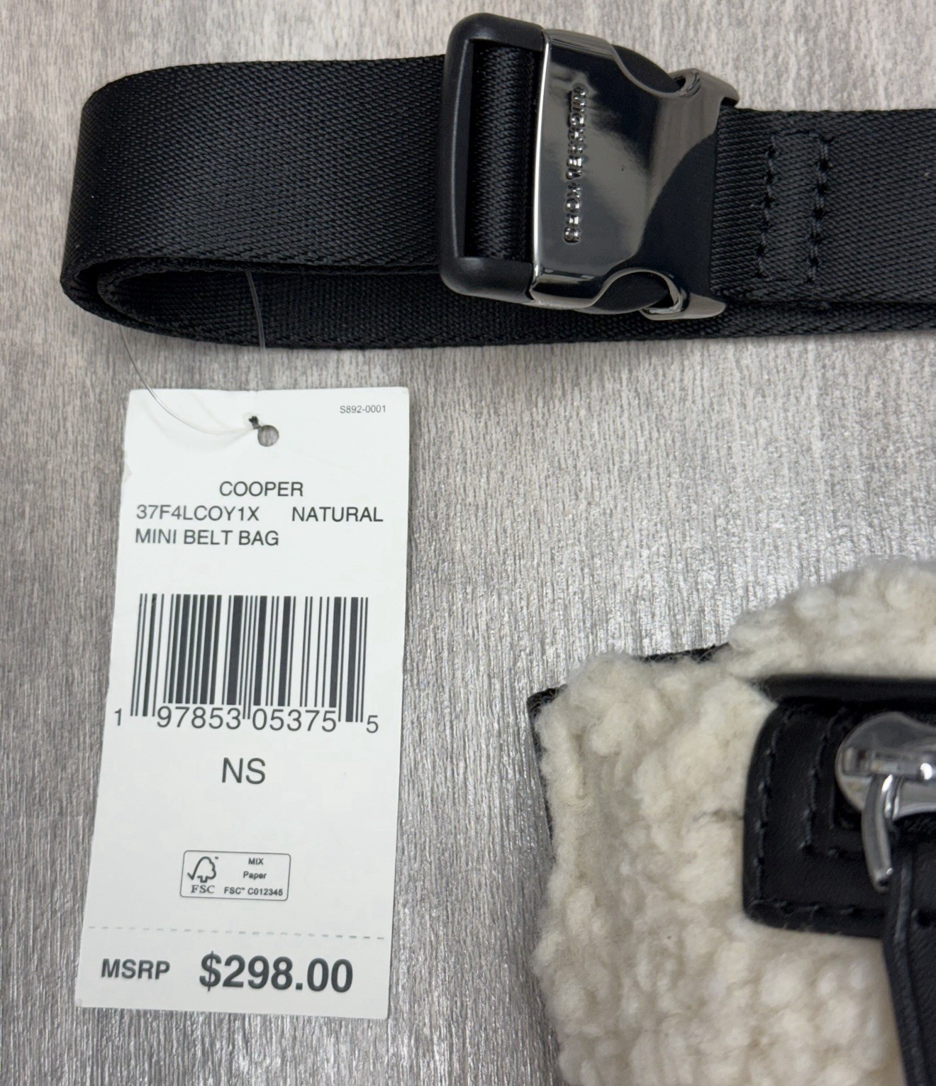 Michael Kors Cooper Faux Shearling Mini Belt Bag Sling Pack Natural