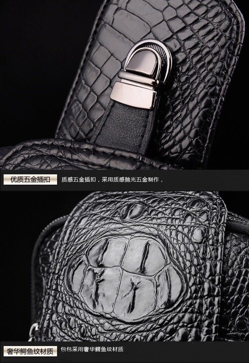 Men’s Leather Chest Bag Tactical Backpack Single Shoulder Crossbody Travel Bag