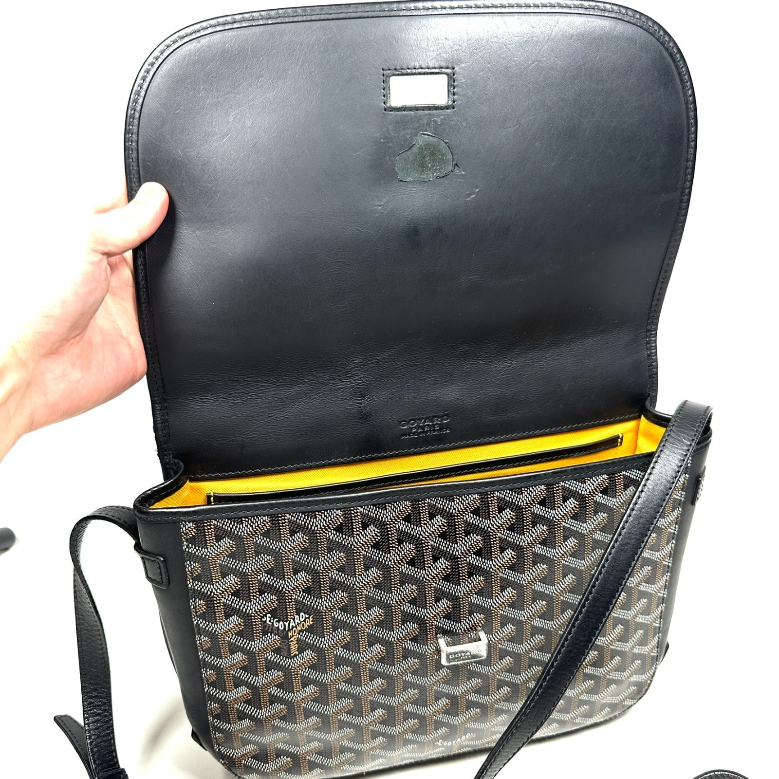 Authentic◇GOYARD Belvedere MM Shoulder Bag Herringbone Print Black Men’s