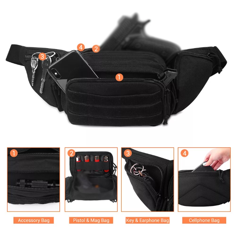 Molle Tactical Military Bag Concealed Gun Bag Carry Magazine Waist Pouch Holster