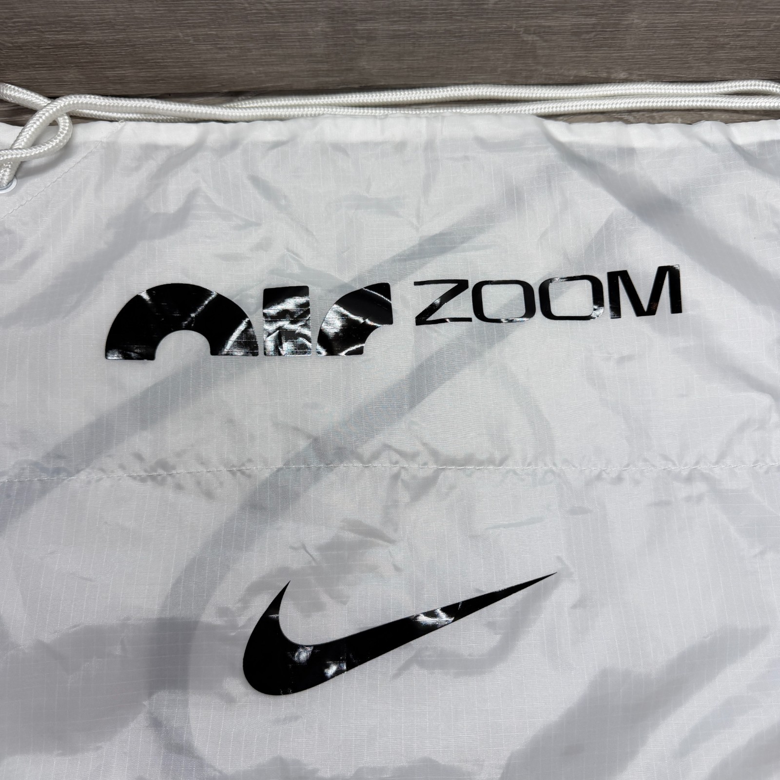Nike Air Zoom Drawstring Bag White Black Track & Field Shoe Tote Cross Country