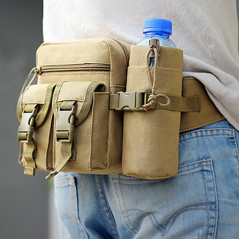 Tactical Waist Bag With Detachable Water Bottle Holder Pocket Bag Travel Bag