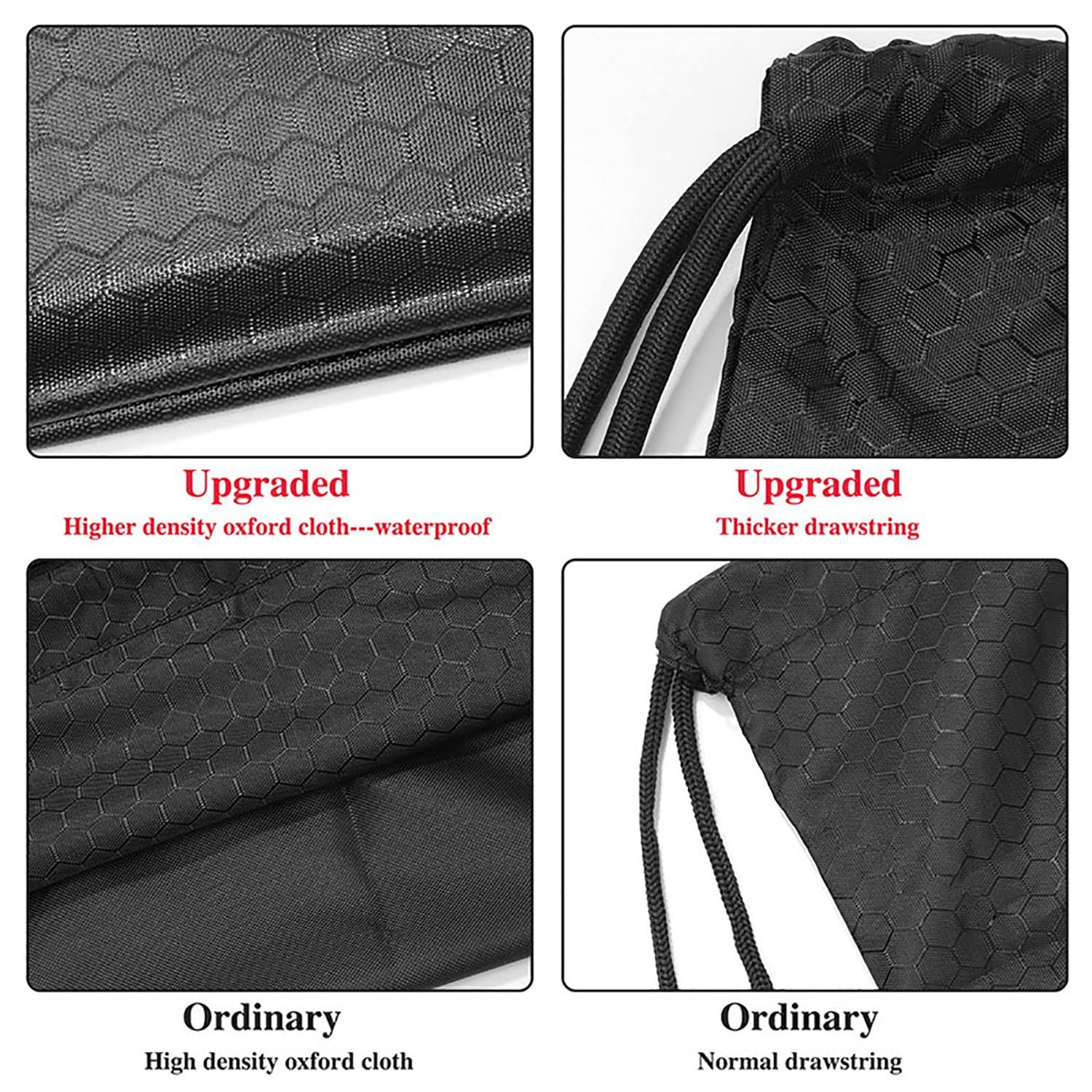 Drawstring Backpack Bag, Waterproof Draw String Back Sack with Zip Pocket, Gym