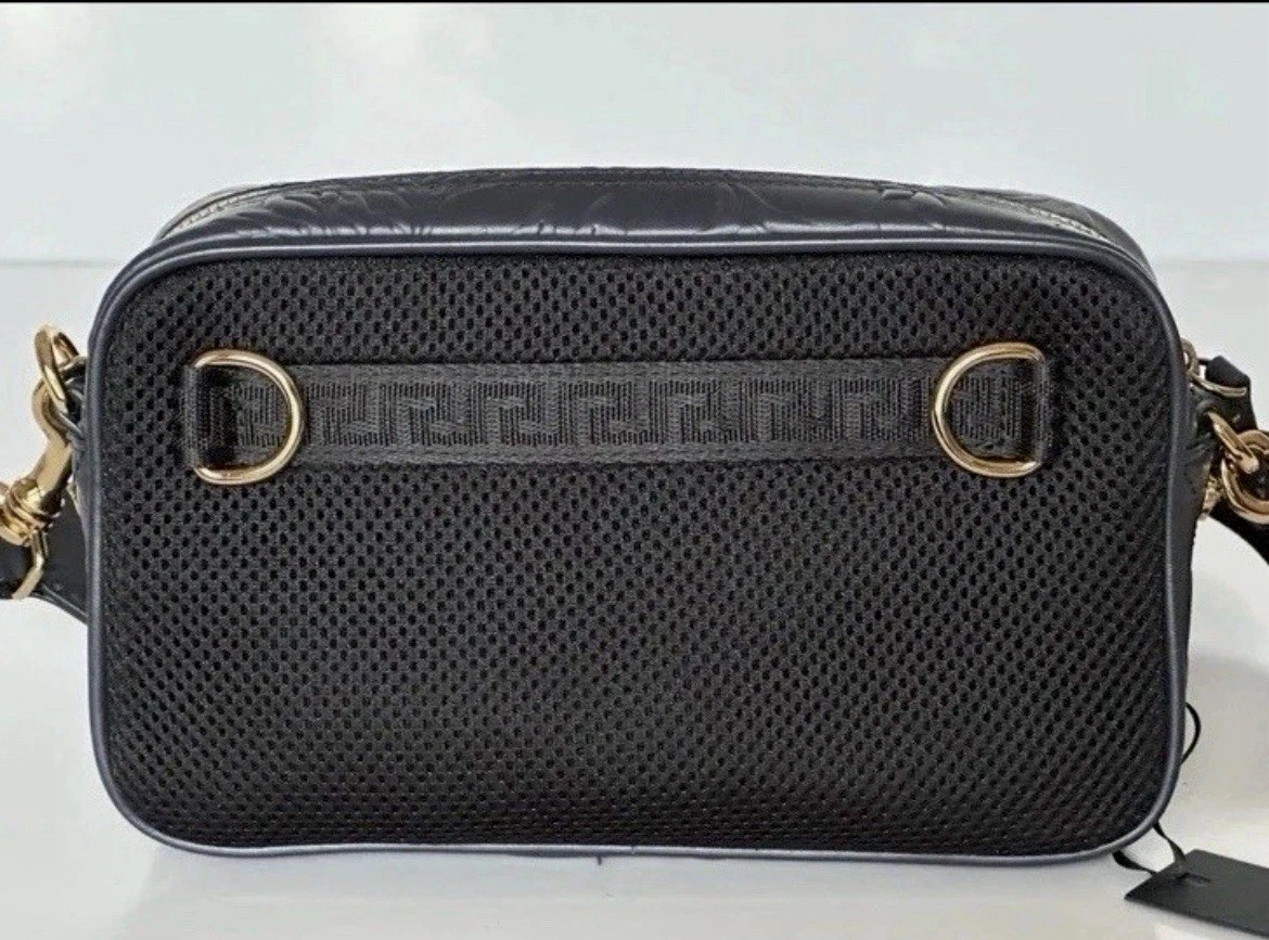 Versace Medusa Head Embossing Calf Leather Blue Crossbody Bag 1005464 IT NWT