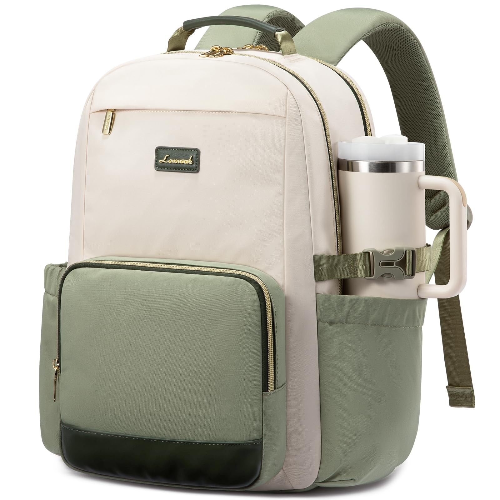 18 Inch Laptop Backpack Women Waterproof Travel Bag Dark Olive Green