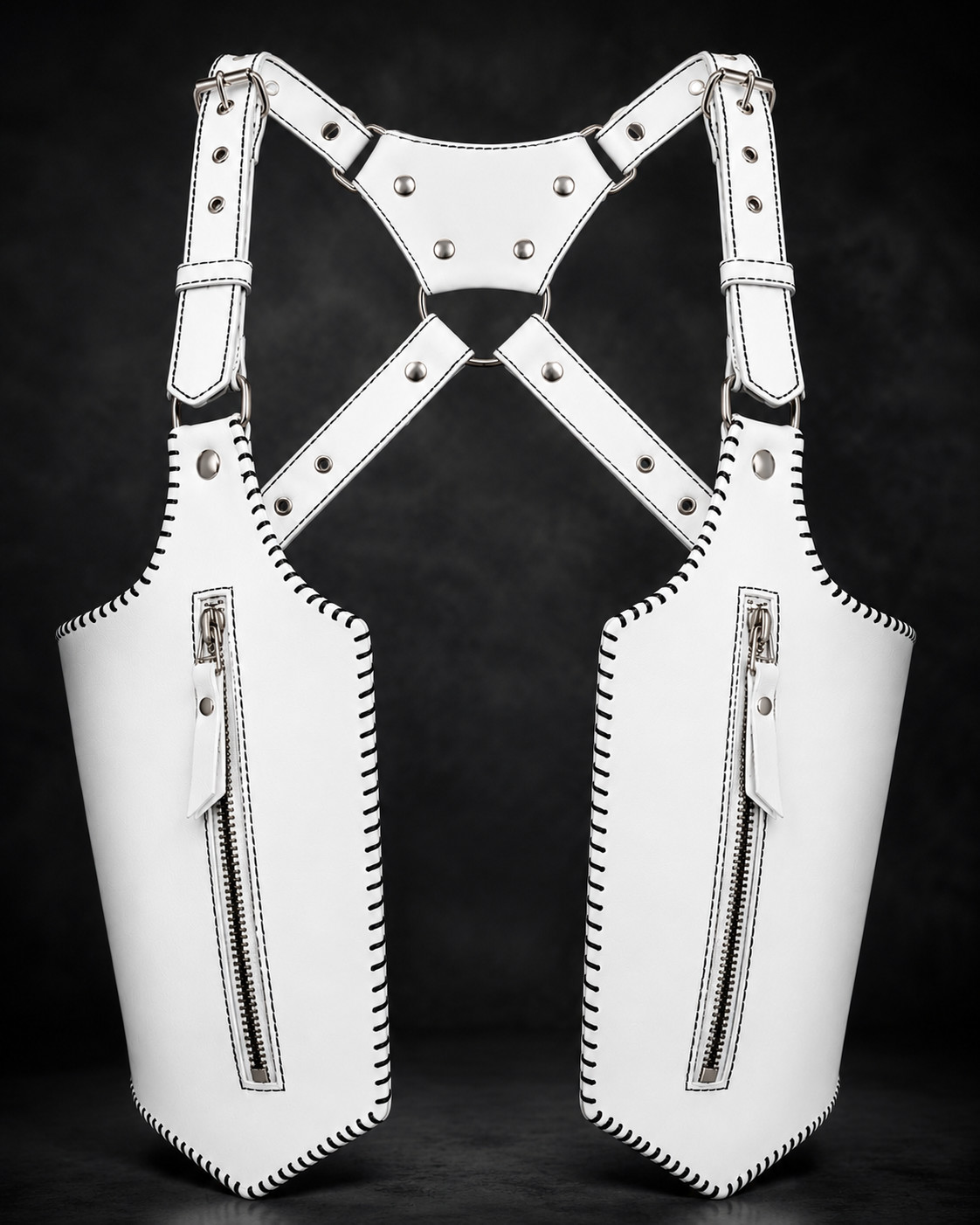 Genuine Leather Chest Harness Bag Adjustable Crossbody Utility Festival Vest