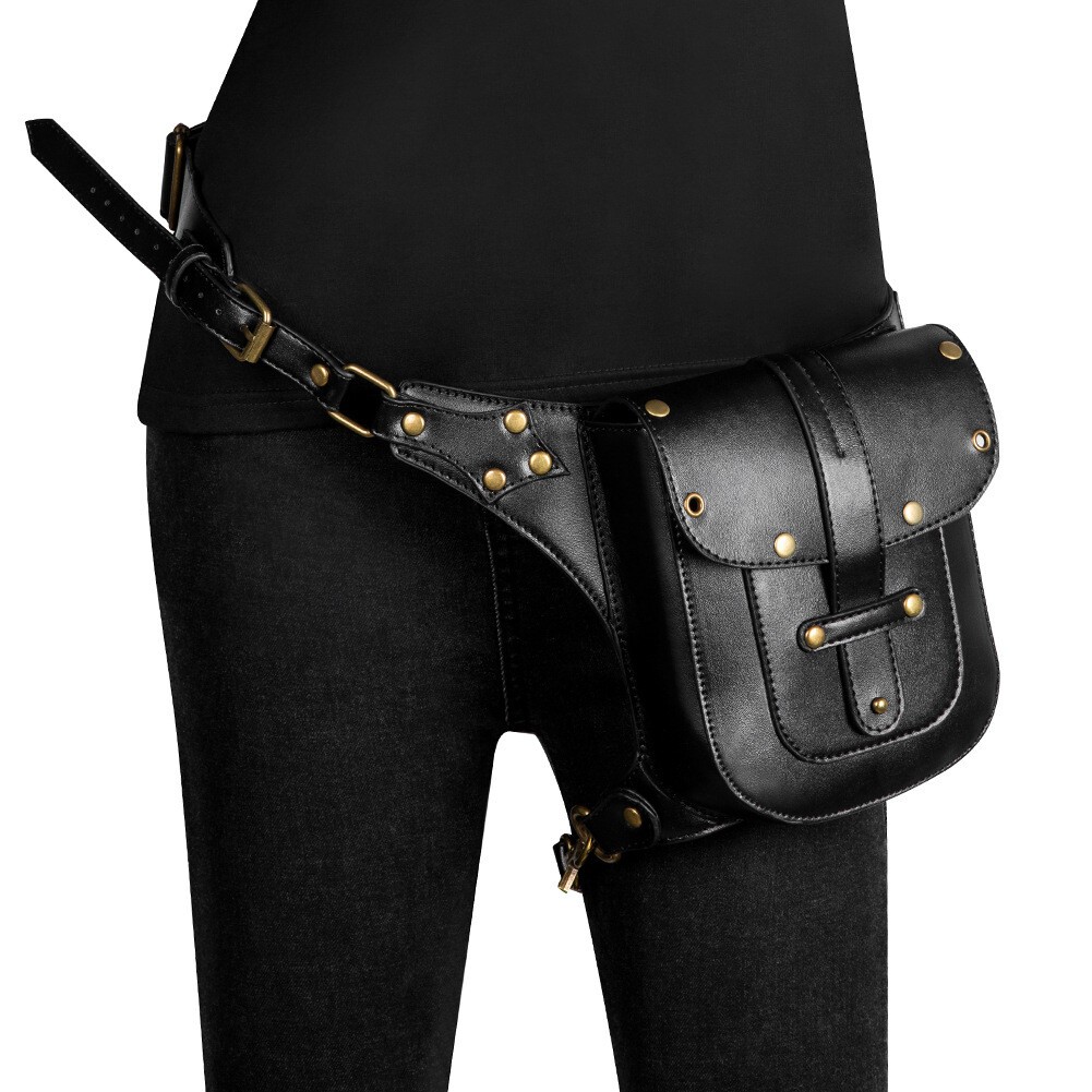 GEARDUKE Motorcycle Gothic Steampunk Leather Crossbody Shoulder waist Chest Bag