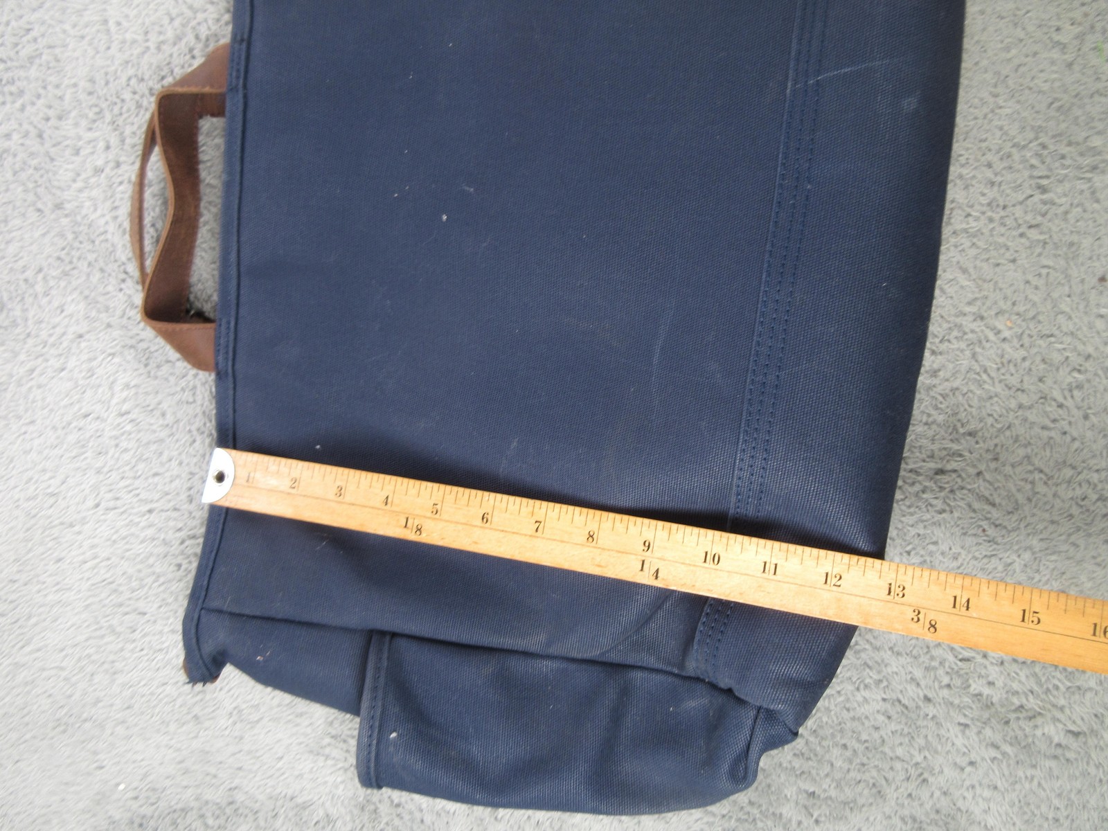 L.L. Bean Briefcase Bag Mens Medium Blue Canvas Leather Handles Laptop Work