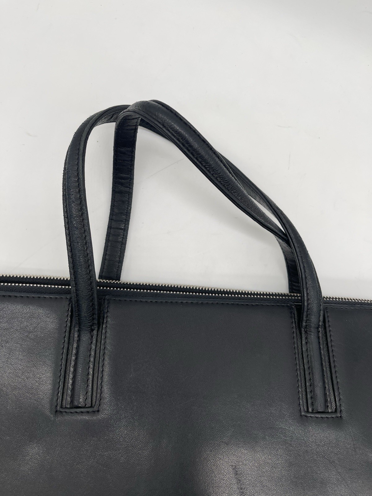 MONTBLANC Black Leather Briefcase Laptop Satchel Work Bag Travel Tote Classic