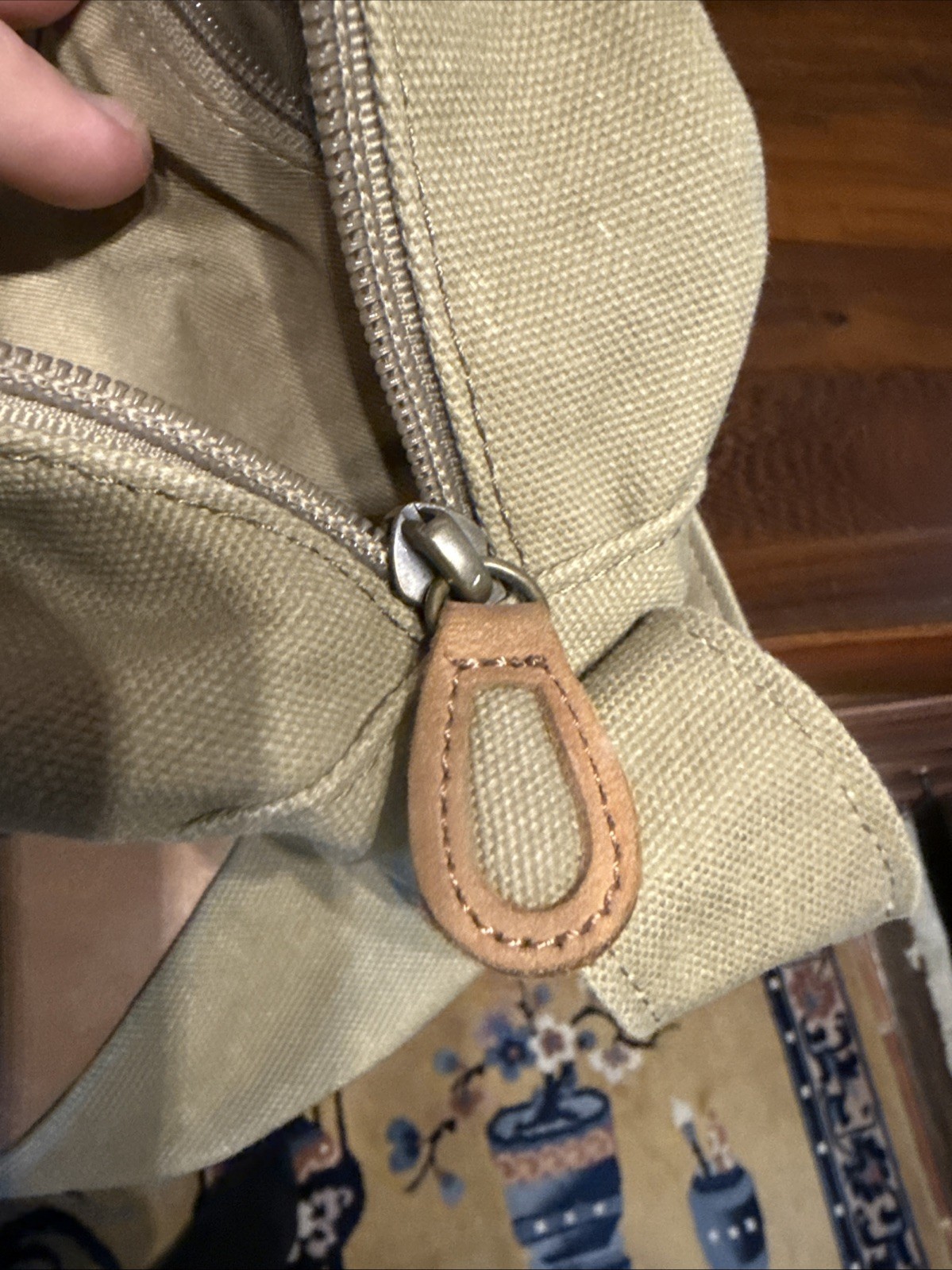 Vintage LL Bean Beige Canvas Leather Buckle Crossbody Shoulder Bag 13 x 3 x 9 in