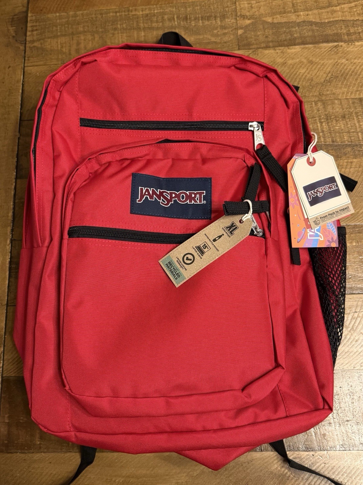 JanSport Big Student Laptop Backpack 34L 15” Laptop Sleeve Red Line NWT