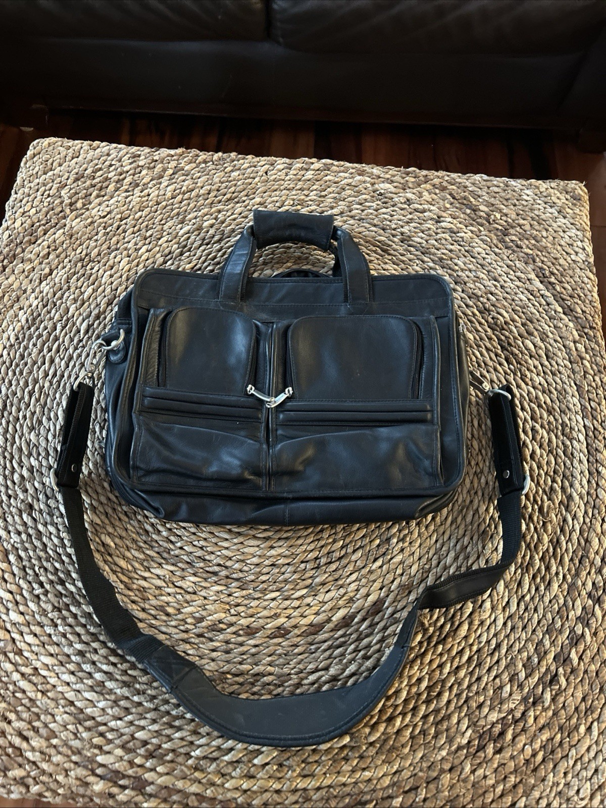 Vintage Wilsons Leather Pelle Studio Black Messenger Briefcase Laptop Bag