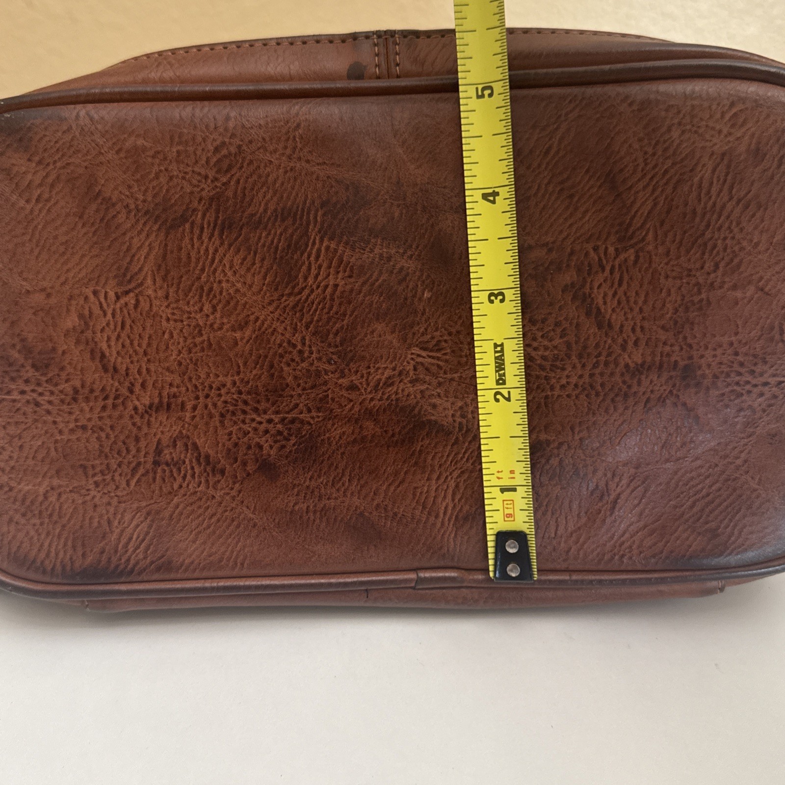 Buxton Brown Expedition Leather Toiletry Shave Bag Zippered 2 Compartment
