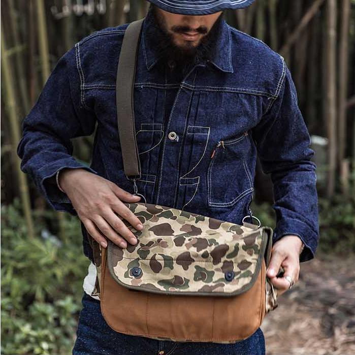 BRONSON Outdoor Duck Hunting Camo Fishing Bag Army Canvas Shoulder Bag Crossbody