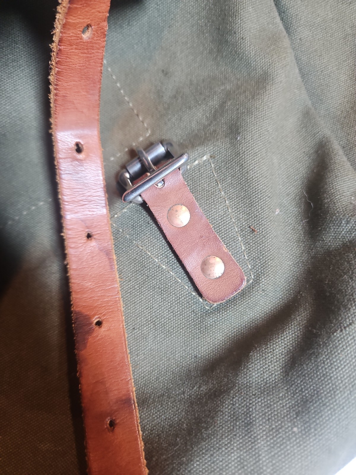 Vintage Duluth Pack Large Green Canvas Canoe Camping Backpack Leather Straps