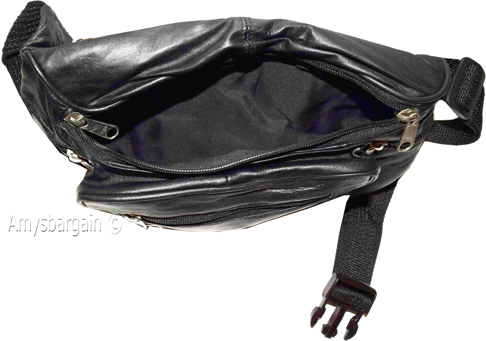 New Large Leather waist pouch. Black waist bag, leather bag, Jumbo Fanny pack BN